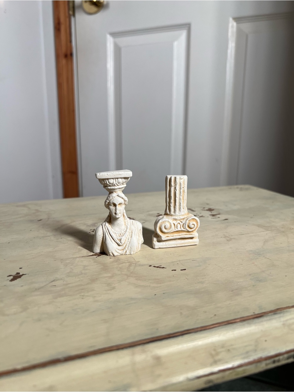 Classic White Ceramic Bust & Column Decorative magnets- Home Art Accent